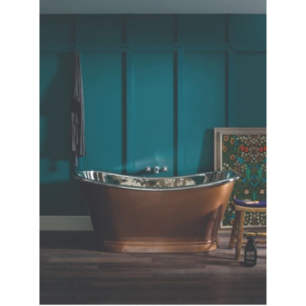 BC Designs Freestanding Traditional Boat Bath and Nickel Inner 1500mm, Antique Copper/Nickel