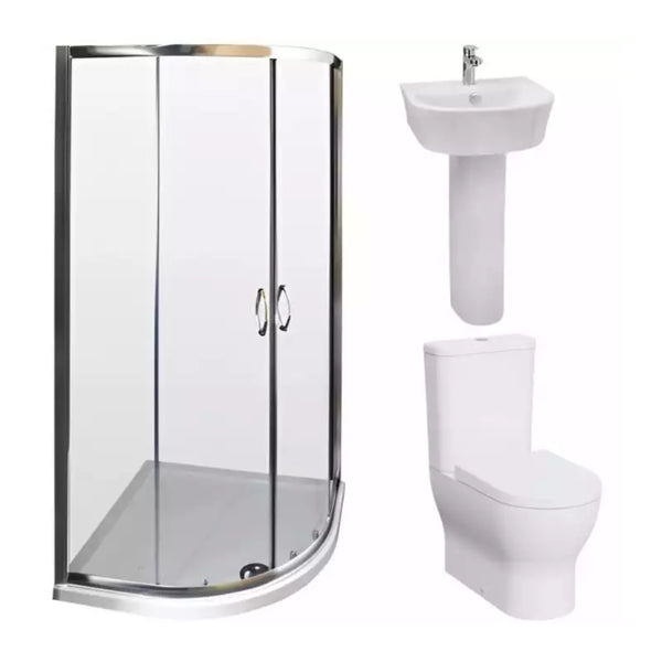 Kartell Modern Complete Bathroom Suite with 6mm Glass Quadrant Shower Enclosure, 800mm