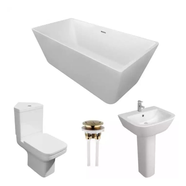 Kartell Modern Complete Bathroom Suite Pack with Freestanding Bath 1700mm X 800mm, White Finish