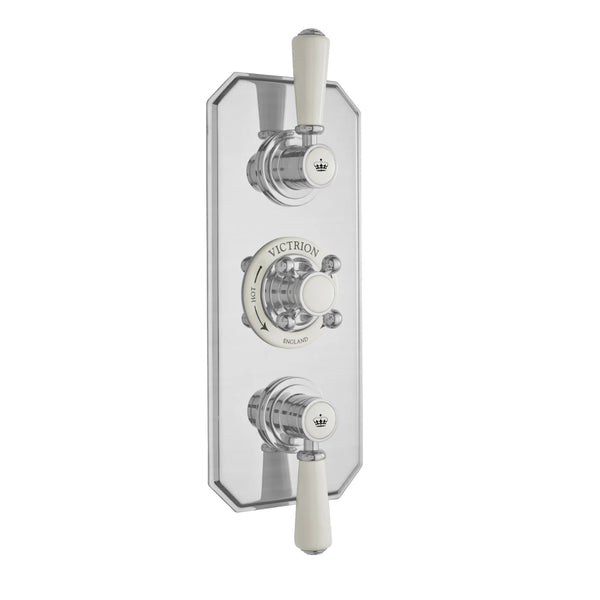 BC Designs Victrion Triple Thermostatic 2-Way Concealed Brass Lever Shower Valve, Brushed Chrome