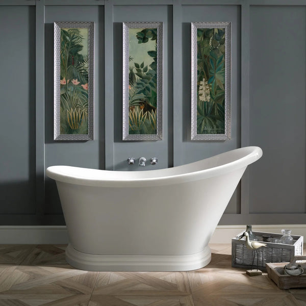 BC Designs Penny Freestanding Acrylic Traditional Slipper Bath 1360mm, Gloss White