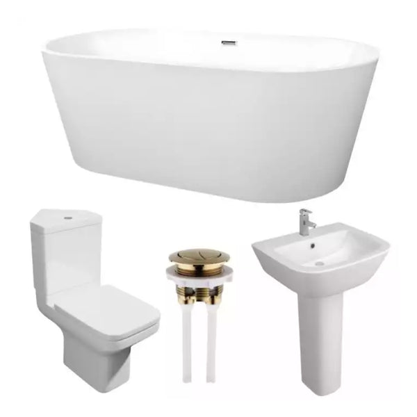 Kartell Modern Complete Bathroom Suite with Freestanding Bath 1600mm X 750mm, White