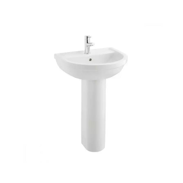 Kartell Milton 550mm Contemporary Style 1TH Basin with Full Pedestal White