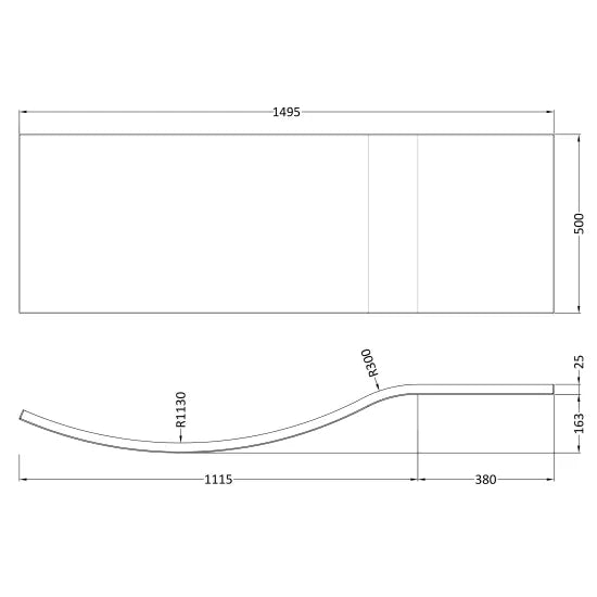 Arley Pro 1500mm B-Shape Acrylic Front Bath Panel – Gloss White