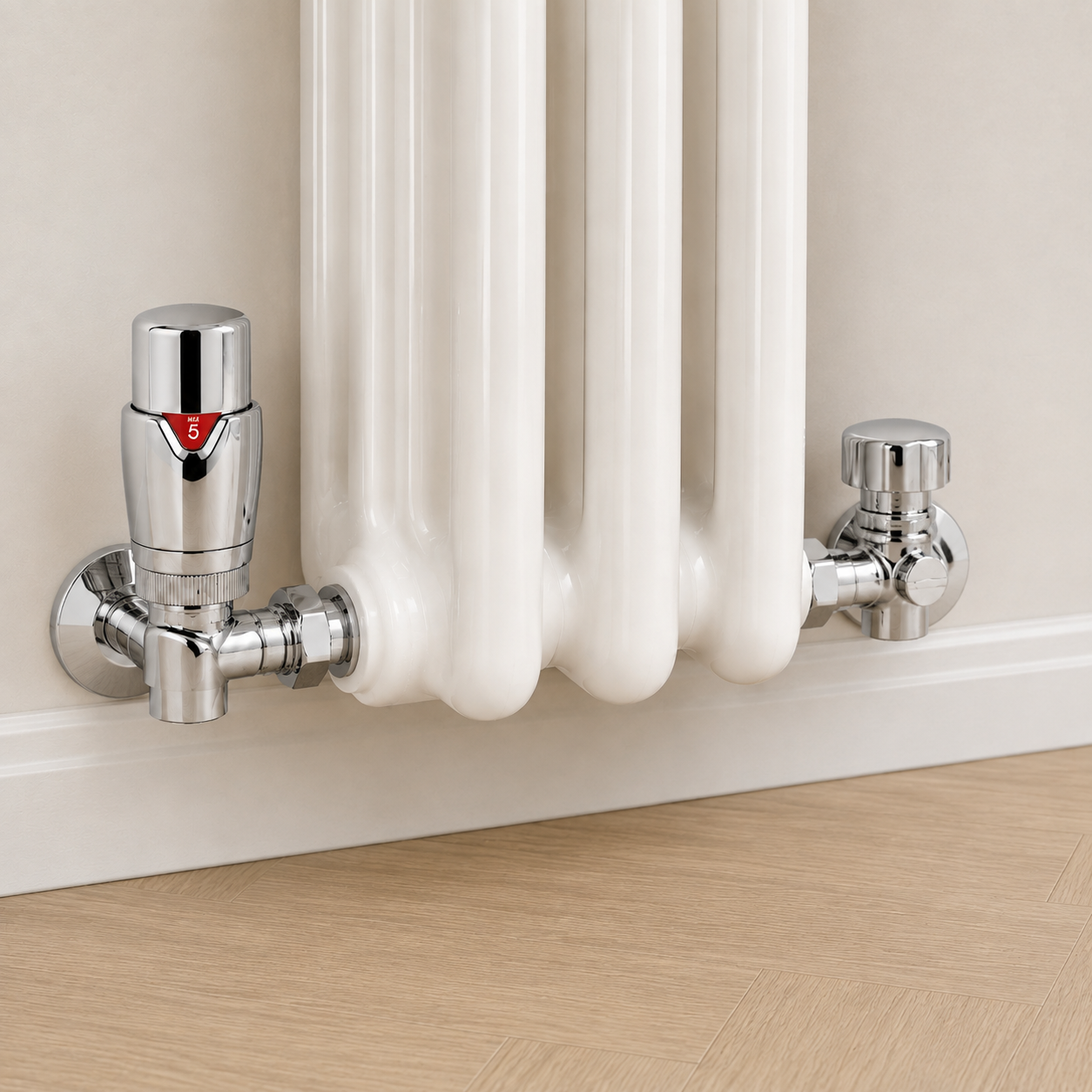 TradeRad Chrome Corner Thermostatic Radiator Valve Pack