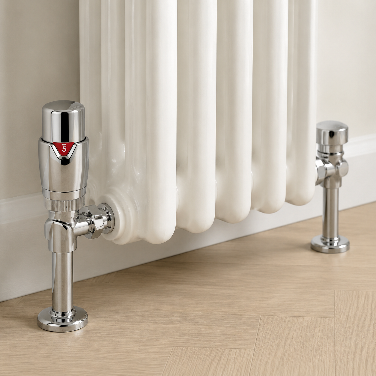 TradeRad Chrome Angled Thermostatic Radiator Valve Pack