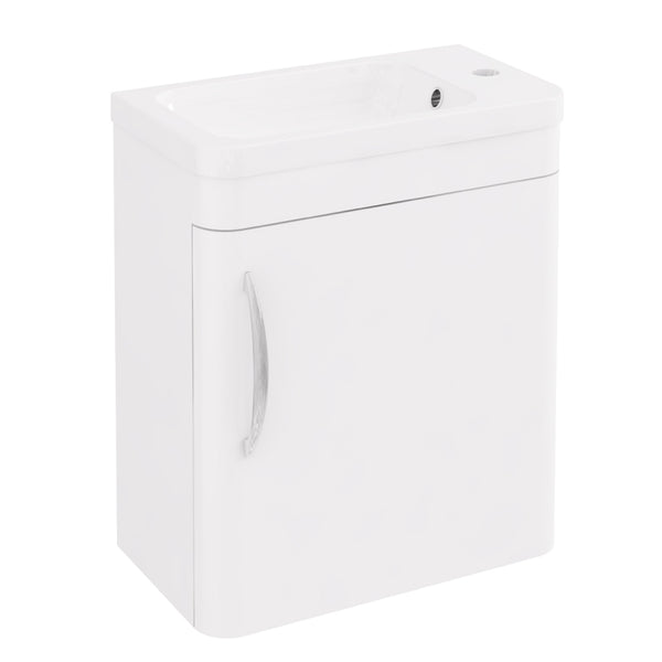 Eastbrook Cavone Modern Luxurious Curved Single Door Wall Hung Base Unit 40cm, High Gloss White