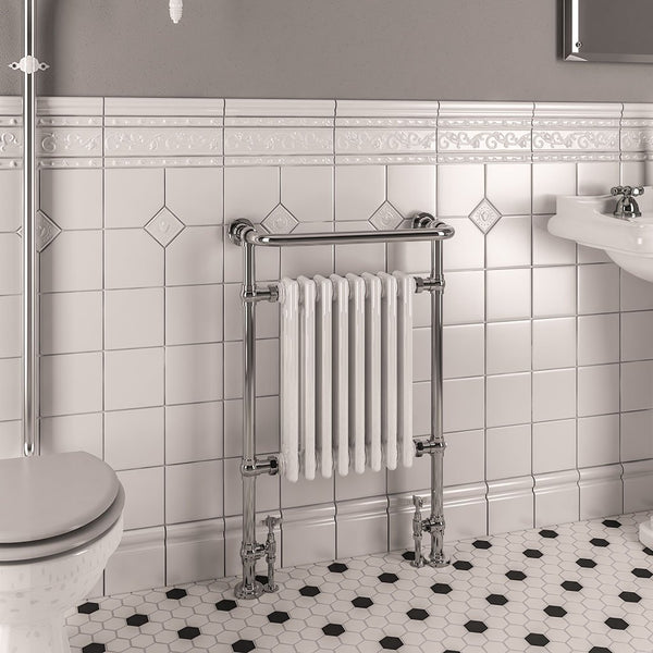 Eastbrook Isbourne Chrome Traditional Heated Towel Rail, 940mm H x 600mm W - Central Heating