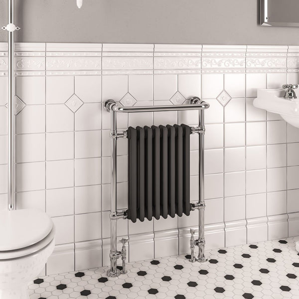 Eastbrook Isbourne Chrome / Matt Anthracite Traditional Heated Towel Rail, 940mm H x 600mm W - Central Heating