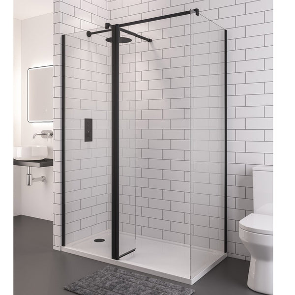 Eastbrook Vantage 2000 8mm Easy Clean Walk-In Panel, 2000mm x 1600mm - Matt Black