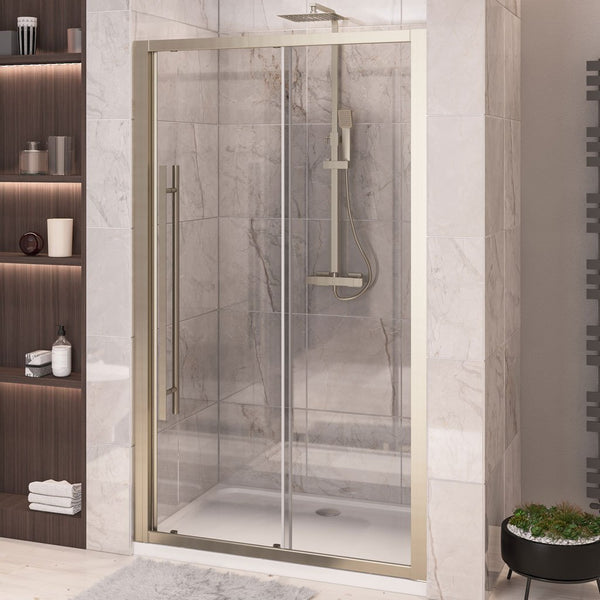 Eastbrook Vantage Shower Sliding Door 2000mm H x 1400mm W, Brushed Brass