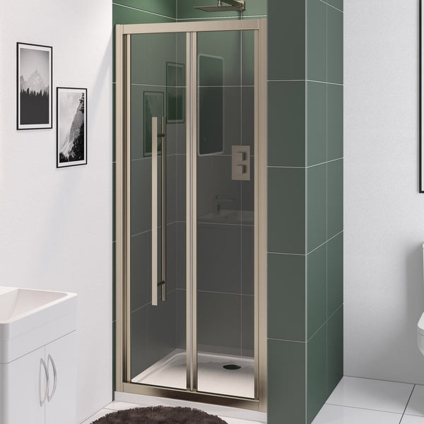 Eastbrook Vantage Shower Bi-Fold Door 2000mm H x 1000mm W, Brushed Brass