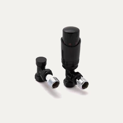 Reina Modal Trv Angled Steel Radiator & Towel Rail Valve Black