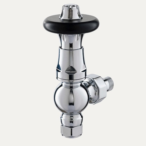TradeRad Vintage XL TRV Angled Tradational Radiator Valve Chrome/Black Top