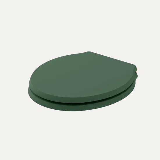 Bayswater Porchester Traditional Hunter Green Round Wooden Soft Close Toilet Seat With Brass Top Fix Hinge