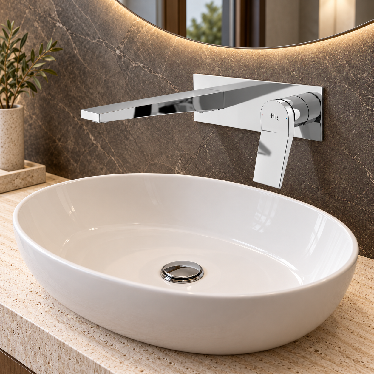 Meravo Soar Chrome Wall Plated Single Lever Basin Mixer