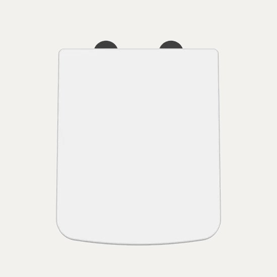 Nuie Gloss White Square Soft Close Toilet Seat With Top Fix Hinge, Black Hinges