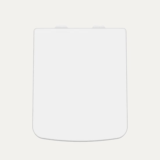 Nuie Gloss White Square Soft Close Toilet Seat With Top Fix Hinge, White Hinges