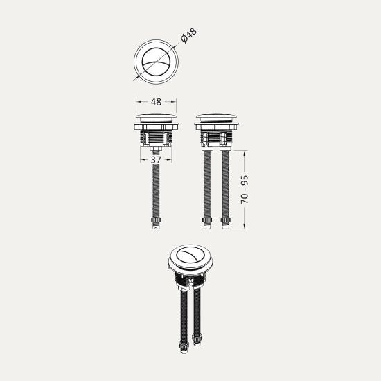 Black Dual Flush Cistern Push Button (view 2)