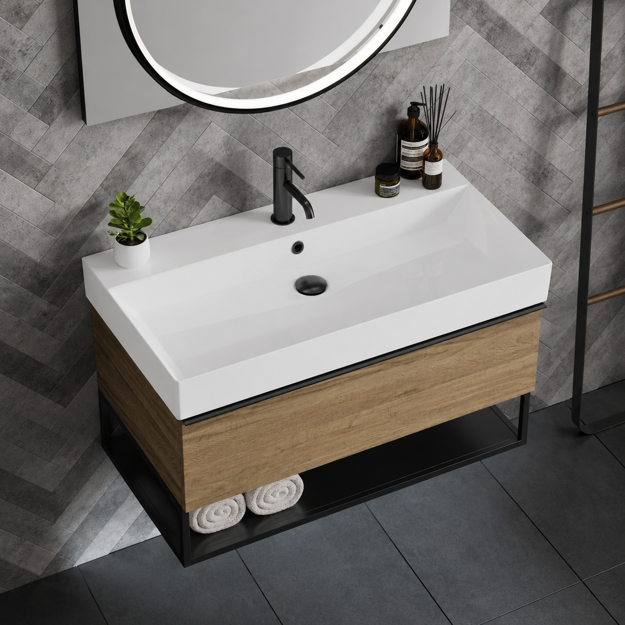 Hib - Aeon Washbasin Unit - Sherwood Oak