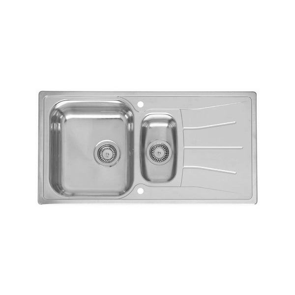 Reginox DIPLOMAT 1.5 ECO SV Bowl Stainless Steel Kitchen Sink with Tap Holes, 0.6 Gauge, Polished Sinks