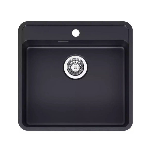 Reginox OHIO 50x40 TW CB Single Bowl Kitchen Sink with Overflow Drain 0.9 Gauge - Black