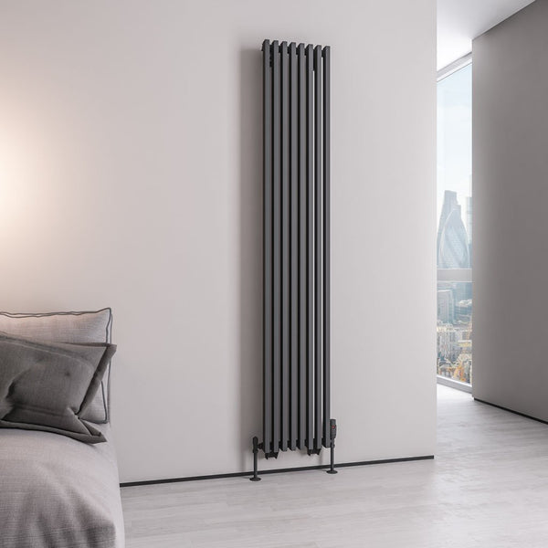 Eastbrook Rowsham Matt Anthracite Steel Vertical Designer Radiators