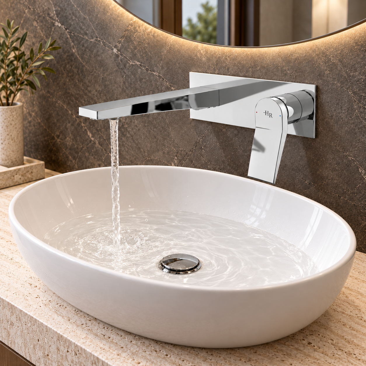 Meravo Soar Chrome Wall Plated Single Lever Basin Mixer