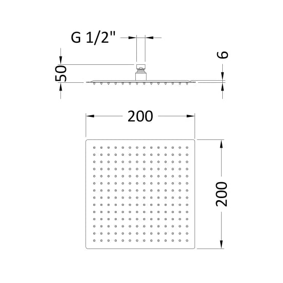 Nuie  200mm Square Brushed Bronze Fixed Shower Head