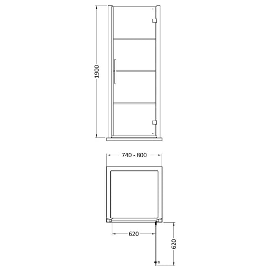 Hudson Reed Apex 800mm Hinged Shower Door 8mm Glass