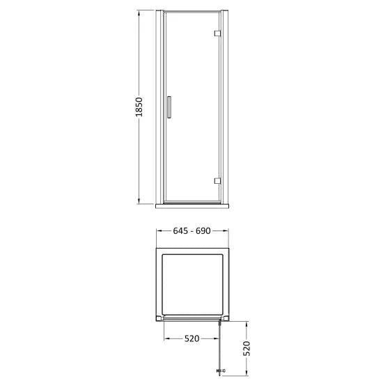 Hudson Reed Pacific 700mm Hinged Door Enclosure 6mm Glass