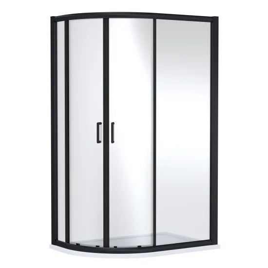 Nuie Lucie 1180mm Framed Matt Black Offset Quadrant Shower Enclosure