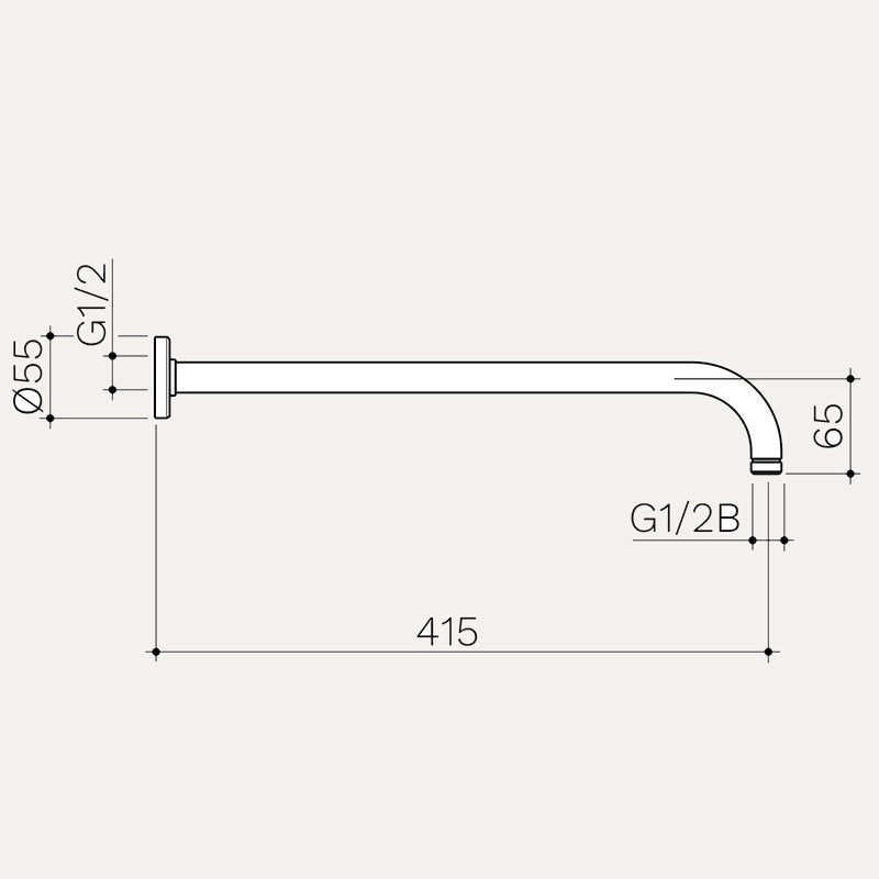 Methven Deva 500mm Over Head Wall Shower Arm Black (view 2)