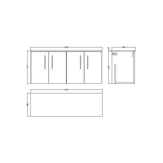 Arno 1200mm Soft Black 2 Door Wall-Hung Vanity Unit (view 6)