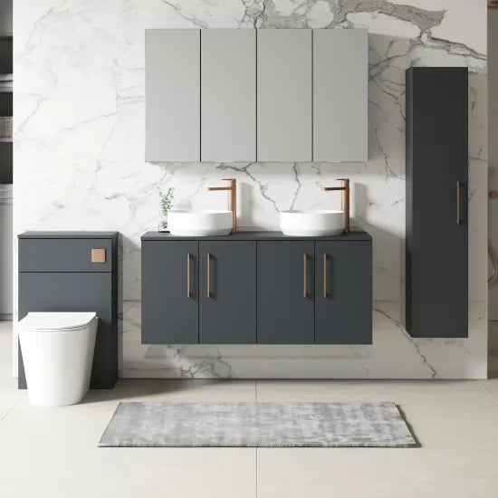 Arno 1200mm Soft Black 2 Door Wall-Hung Vanity Unit (view 4)