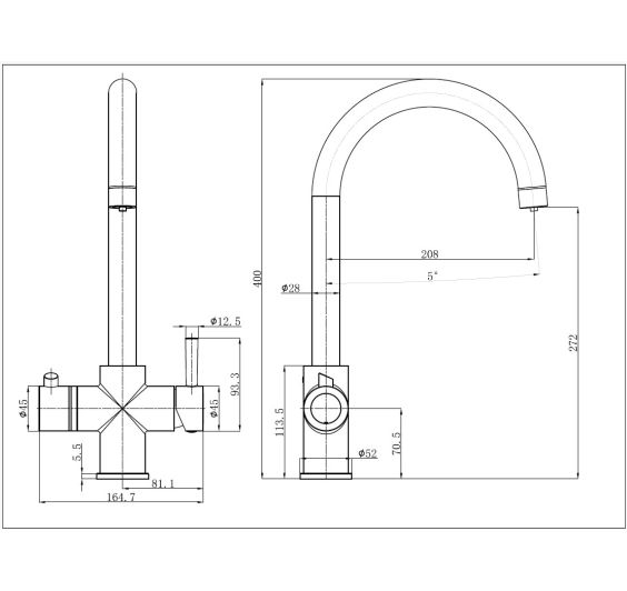 Reginox - AttenzI BN - 3 IN 1 BOILING WATER TAP (Inc Tap, Tank & Filter)