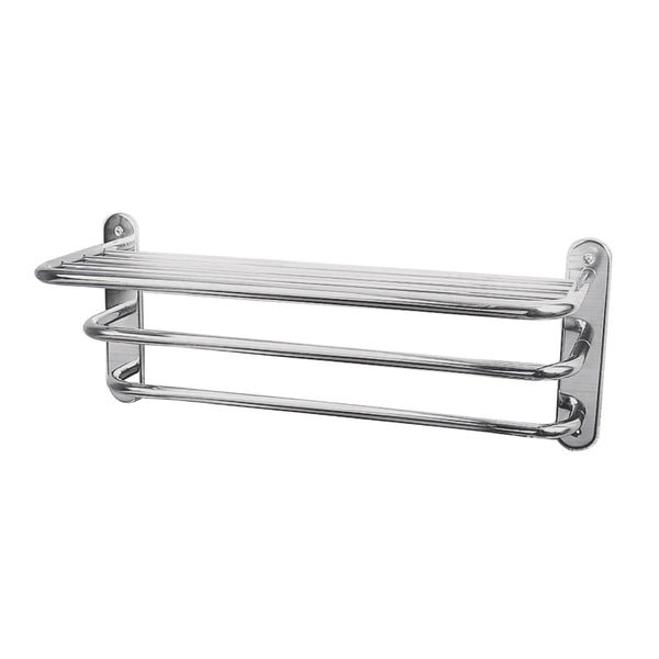 BC Designs Victrion Three Tier Brass Towel Rack Horizontal 260mm H x 612mm W, Brushed Chrome