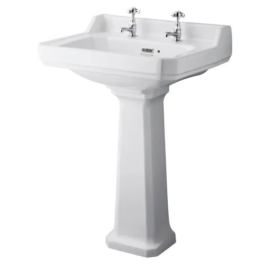 Bayswater Fitzroy 2 Tap Hole 595mm Ceramic Basin & Pedestal