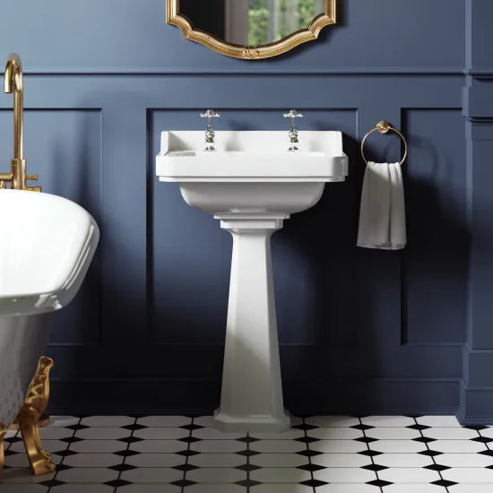 Bayswater Fitzroy 2 Tap Hole 595mm Ceramic Basin & Pedestal