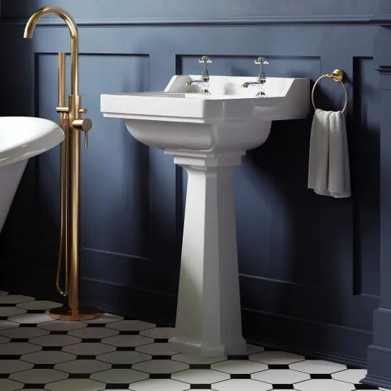 Bayswater Fitzroy 2 Tap Hole 595mm Ceramic Basin & Pedestal