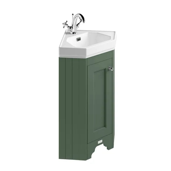 Bayswater -1 Door Floor Standing Corner Cabinet With 1 Tap Hole Basin - Hunter Green