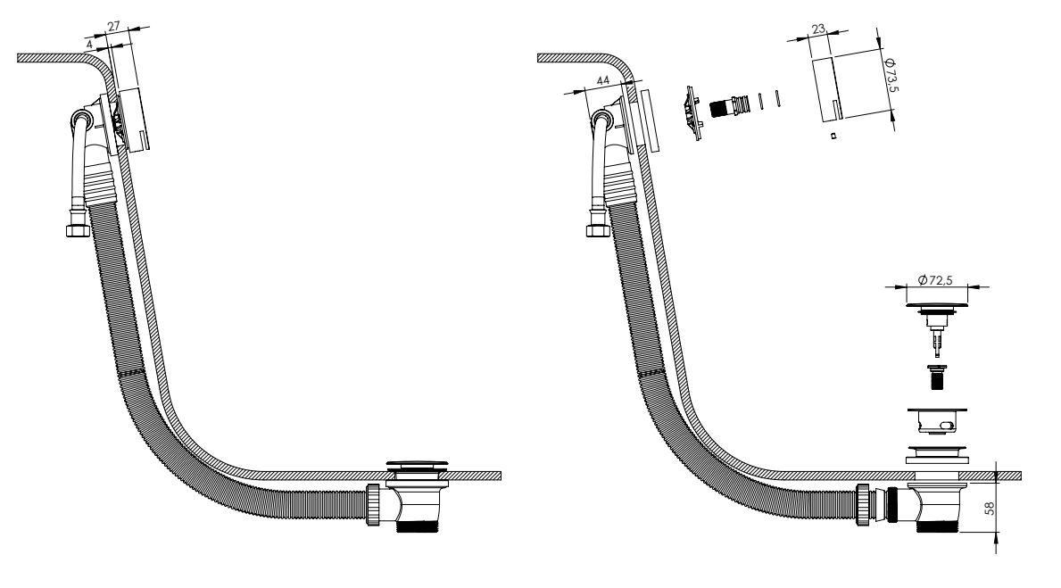 Methven Overflow Bath Filler with Clicker Waste