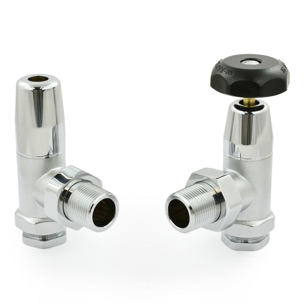 Plumbers Choice Black and Brass Old School Radiator Valves 3/4 inch - Chrome