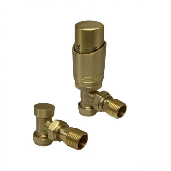 Kartell K-Design Angled Twin Valve Pack TRV, Brushed Brass