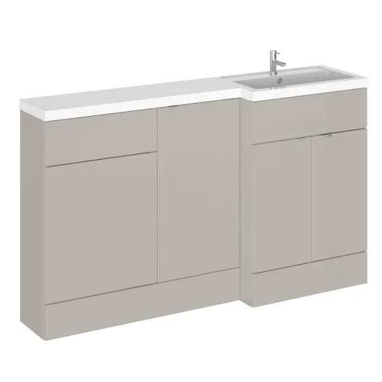 Hudson Reed - Fusion 1500mm Right-Hand 2 Door Floor Standing Combination Unit With Basin - Pebble Grey