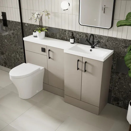 Hudson Reed - Fusion 1500mm Right-Hand 2 Door Floor Standing Combination Unit With Basin - Pebble Grey