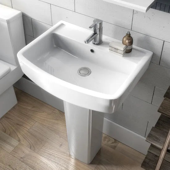 Nuie Bliss 600mm 1 Tap Hole Ceramic Basin & Pedestal
