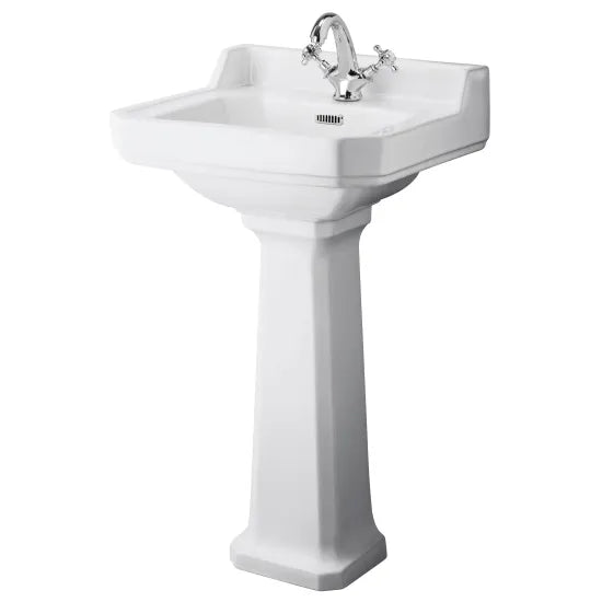 Old London Richmond 1 Tap Hole 500mm Ceramic Basin & Pedestal