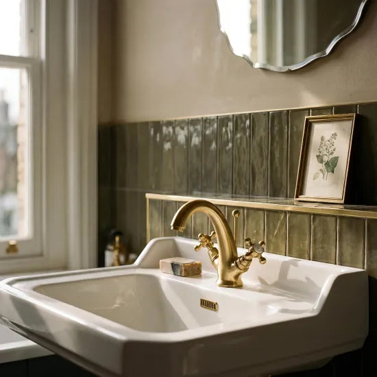 Old London Richmond 1 Tap Hole 500mm Ceramic Basin & Pedestal