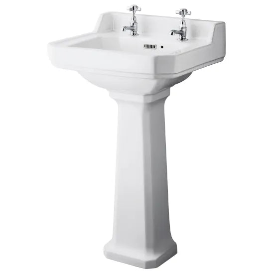 Old London Richmond 2 Tap Hole 500mm Ceramic Basin & Pedestal